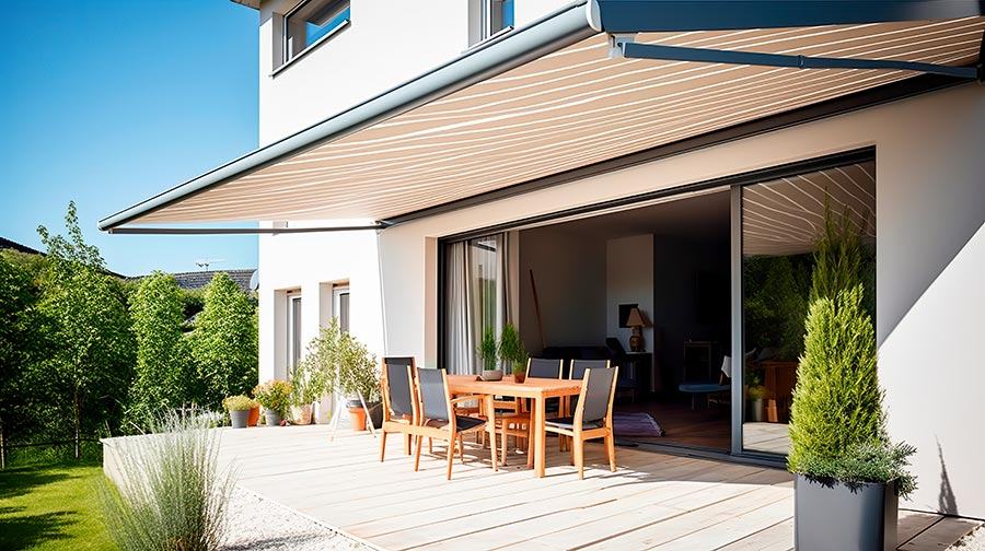 Kassettenmarkise über einer Terrasse